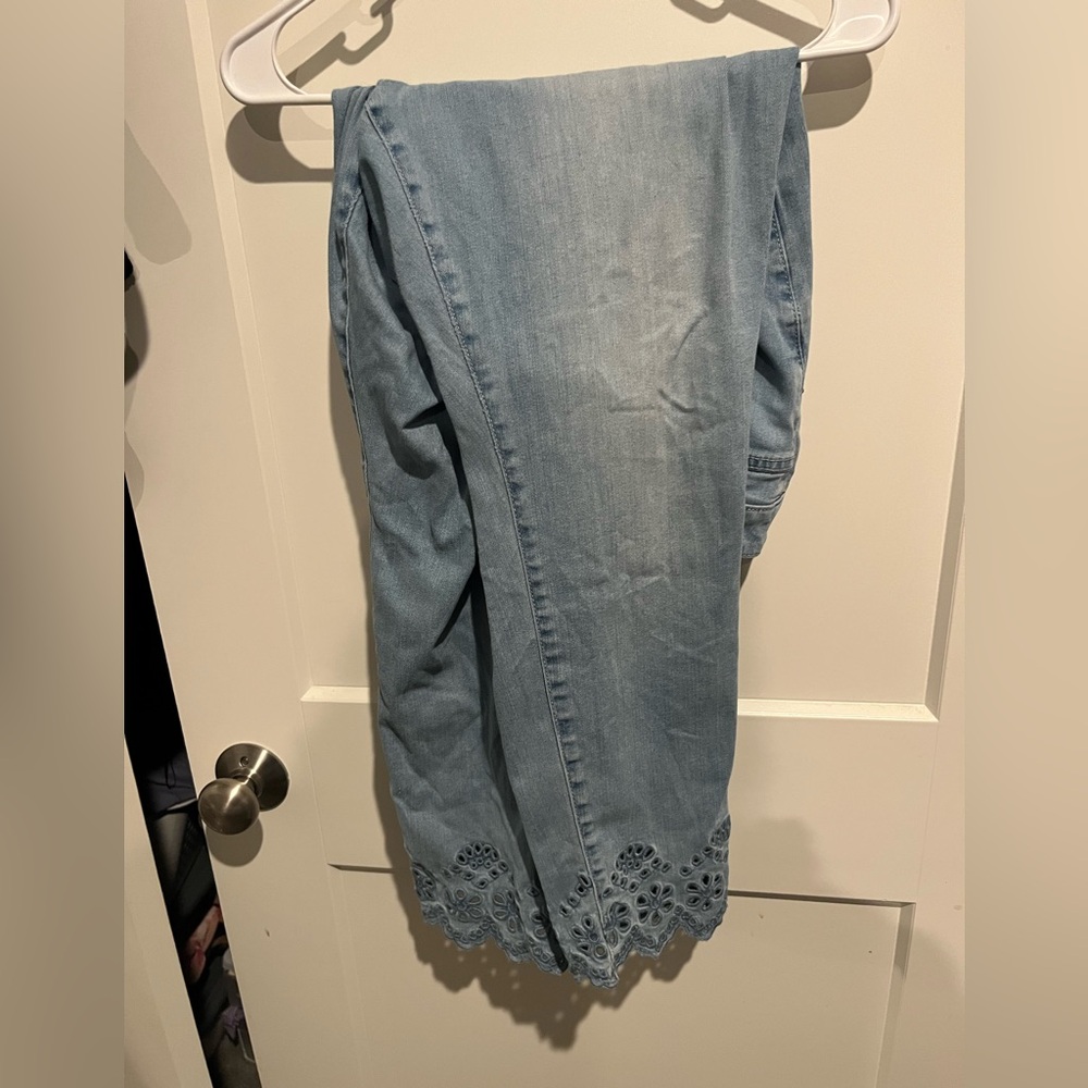 Lane Bryant Light Blue Skinny Jeans with Scalloped Eyelet Hem